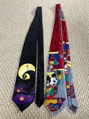 Vintage Disney 2 Tie Combo Touchstone Mickey Jack Skellington NMBC